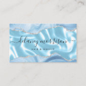 Blauwe Agate Zilver Glitter Luxe Visitekaartje (Voorkant)