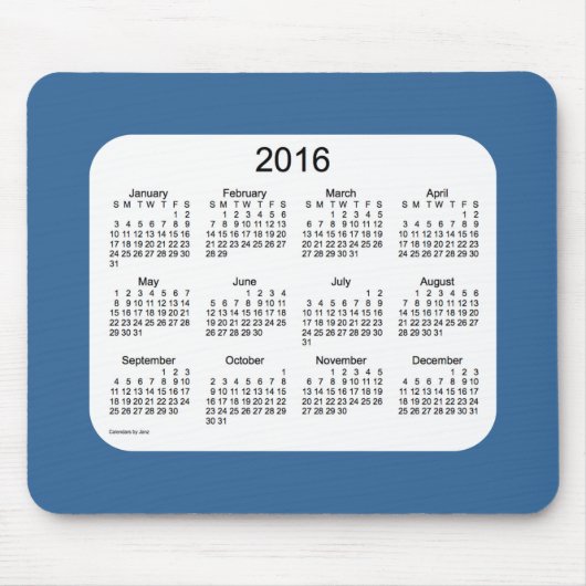 Blauwe agenda 2016 van Janz Mousepad Muismat (Voorkant)