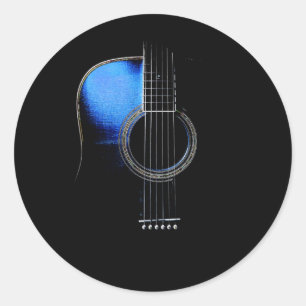Blauwe Akoestische Gitaar Sticker