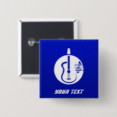 Blauwe akoestische gitaar vierkante button 5,1 cm (Voorkant /achterkant)