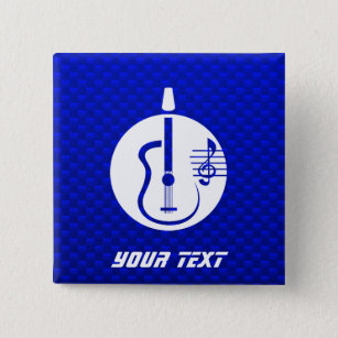 Blauwe akoestische gitaar vierkante button 5,1 cm