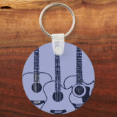 blauwe akoestische gitaren sleutelhanger (Voorkant)