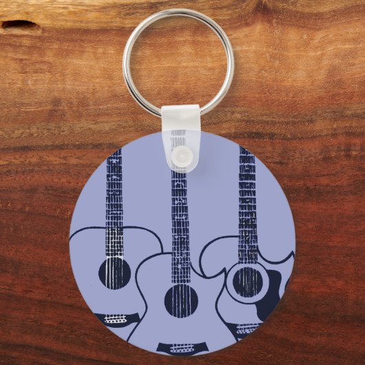 blauwe akoestische gitaren sleutelhanger (Voorkant)