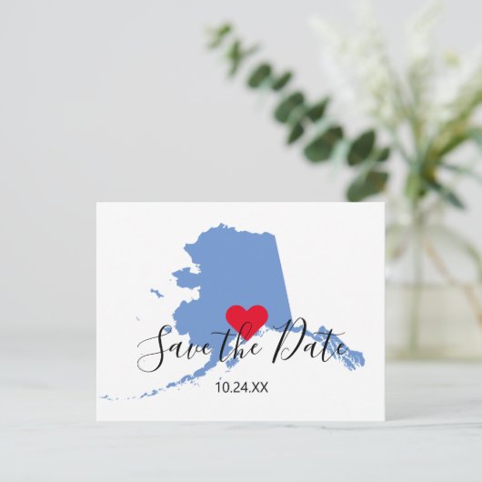 Blauwe Alaska Kaart Vorm sparen de Datum (Staand voorkant)