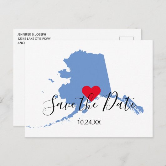 Blauwe Alaska Kaart Vorm sparen de Datum (Voorkant / Achterkant)