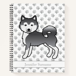 Blauwe Alaskaanse Malamute Hond & Aangepaste Tekst Notitieboek