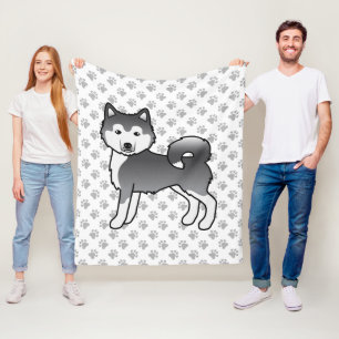 Blauwe Alaskaanse Malamute Schattige Cartoon Hond Fleece Deken