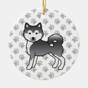 Blauwe Alaskan Malamute Schattige Cartoon Hond Keramisch Ornament