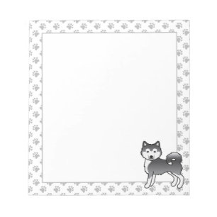 Blauwe Alaskan Malamute Schattige Cartoon Hond Notitieblok