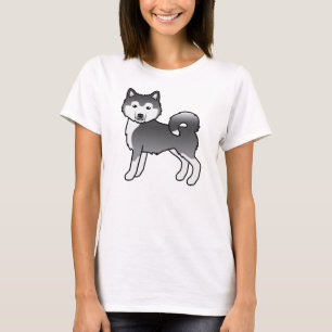 Blauwe Alaskan Malamute Schattige Cartoon Hond T-shirt