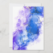 Blauwe Alcohol Ink bruiloft Kaart (Achterkant)