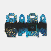 Blauwe alcohol inkt Sweet 16 Bedankdoosjes (Uitgevouwen)