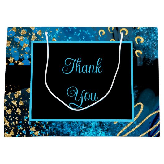 Blauwe alcohol inkt Sweet 16 Groot Cadeauzakje (Voorkant)