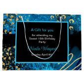 Blauwe alcohol inkt Sweet 16 Groot Cadeauzakje (Achterkant)