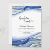 Blauwe Alcohol Inkt Textuur waterverf afstudeer b Kaart (Voorkant)