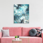 Blauwe alcoholinkt canvas afdruk (Insitu (Woonkamer))
