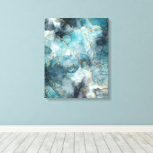 Blauwe alcoholinkt canvas afdruk (Insitu (Houten vloer))