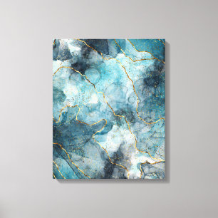 Blauwe alcoholinkt canvas afdruk