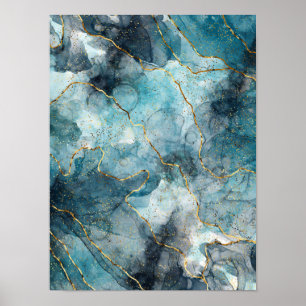 Blauwe alcoholinkt poster