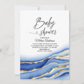 Blauwe alcoholinkt Textuur waterverf baby shower Kaart (Voorkant)