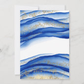 Blauwe alcoholinkt Textuur waterverf baby shower Kaart (Achterkant)