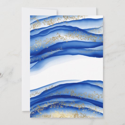 Blauwe alcoholinkt Textuur waterverf baby shower Kaart (Achterkant)