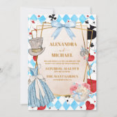 Blauwe  Alice in Wonderland Bruiloft Kaart (Voorkant)