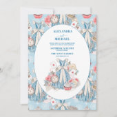 Blauwe  Alice in Wonderland Bruiloft Kaart (Voorkant)