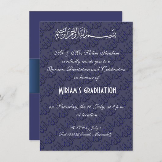 Blauwe Allah moslimfeest Kaart (Voorkant / Achterkant)