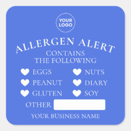 Blauwe Allergie Waarschuwing Bakkerij Cake Brood V Vierkante Sticker