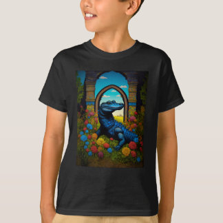 Blauwe Alligator Fantasie Kunst  T-shirt