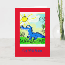 Blauwe Alligator Kinder, 5" x 7" gevouwen krijgen Kaart