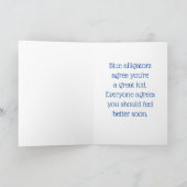 Blauwe Alligator Kinder, 5" x 7" gevouwen krijgen Kaart (Binnen)