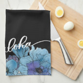 Blauwe Aloha Floral Keuken Handdoek (Quarter Fold)
