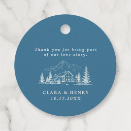 Blauwe Alpen Winter Bruiloft Favor Tags Bedankjes Labels