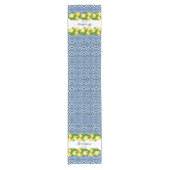 Blauwe  Amalfi Italiaanse tegels en citroenen Korte Tafelloper (Voorkant)