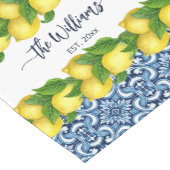 Blauwe  Amalfi Italiaanse tegels en citroenen Korte Tafelloper (Hoek)