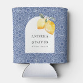 Blauwe Amalfi kust Italiaans Tegel Lemon bruiloft Blikjeskoeler (Achterkant)