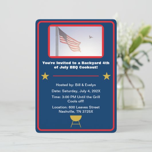 Blauwe Amerikaanse vlag 4 juli barbecue Kaart (Staand voorkant)