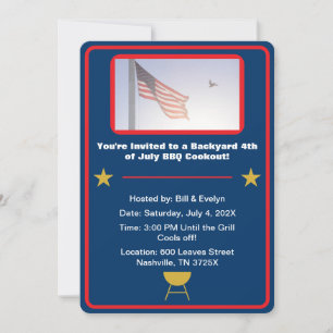 Blauwe Amerikaanse vlag 4 juli barbecue Kaart