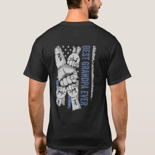 Blauwe Amerikaanse vlag Beste opa ooit T-shirt (Achterkant)