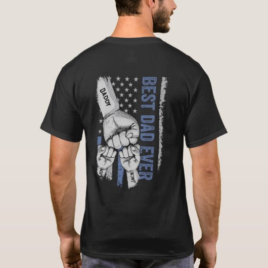 Blauwe Amerikaanse vlag Beste vader ooit T-shirt (Achterkant)
