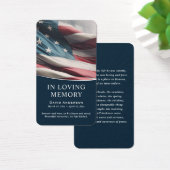 Blauwe Amerikaanse vlag herdenkingsgebedskaarten Visitekaartje