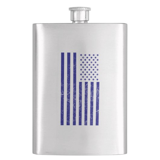 Blauwe Amerikaanse vlag Heupfles (Voorkant)