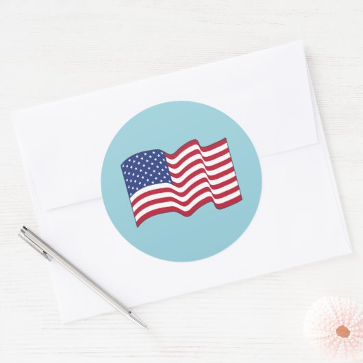Blauwe Amerikaanse vlagstickers Ronde Sticker (Envelop)