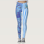 Blauwe Amoba- en Stripe Leggings (Voorkant)