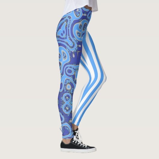 Blauwe Amoba- en Stripe Leggings (Rechts)