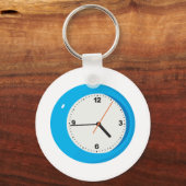 Blauwe analoge klok sleutelhanger (Voorkant)