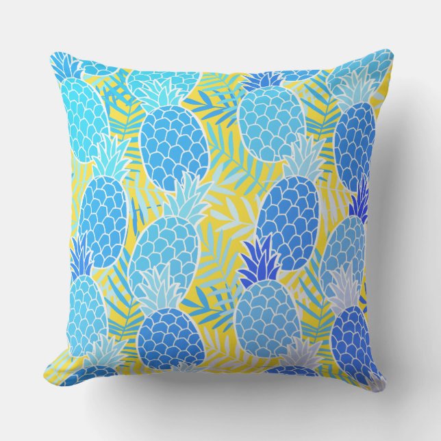 Blauwe ananas buitenkussen (Voorkant)