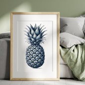 Blauwe Ananas Geïllustreerde Print Wall Art